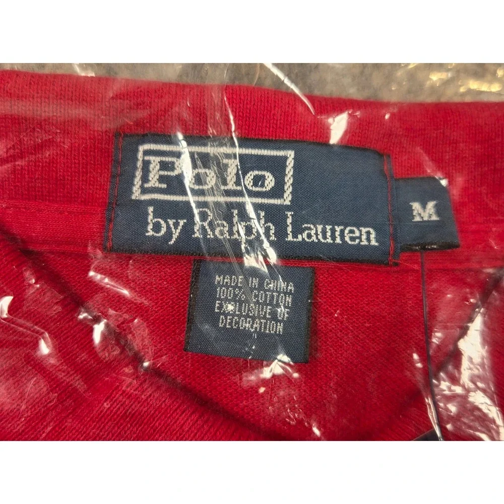 NEW Polo Ralph Lauren Mens Shirt Polo Red White Stripes Pony M Vintage NWT